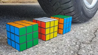 Crushing Crunchy & Soft Things by Car! EXPERIMENT CAR vs Rubik's Cubes