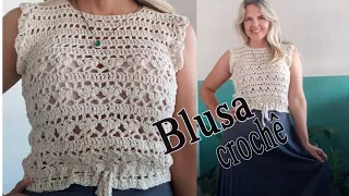 blusa de crochê feita com barbante
