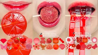 ASMR RED EMOJI FOOD 10minutes desserts for relaxing sleep mukbang eating sounds