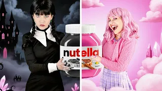Wednesday vs. Enid: The Ultimate Black vs. Pink Food Challenge!