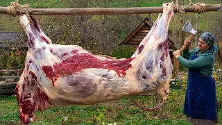 Butchering a WHOLE BULL and Cooking in Glass Jars