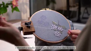 "Blue hydrangea" embroidery pattern