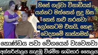 හිසේ ගල්වා විනාඩියක් යන්නට මත්තෙන් සුදු හිස කෙස් කළු කරනවා - ලෝකෙටම එකයි, හෙළ වෙදකමේ හාස්කමක්