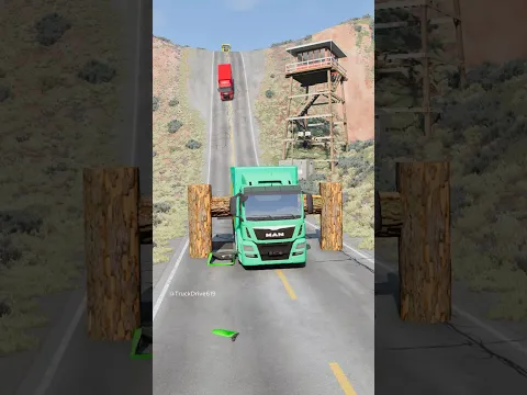 Mixed trucks vs log trap part53 #automobile #shortvideo #beamngdrive #india #truck #shorts #dumper