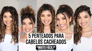 5 PENTEADOS PARA CABELOS CACHEADOS *fácil* | por Jessica Melo
