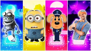 Crazy Frog 🆚 Minions 🆚 Sheriff Labrador 🆚 Blippi  | Tiles Hop EDM Rush🎶| Who Is Best?