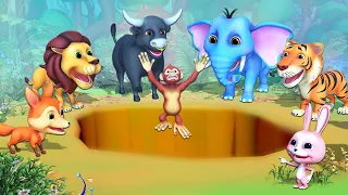 Foolish Monkey vs Wild Animals comedy video || Buffalo Tiger Lion Elephant Fox funny animals
