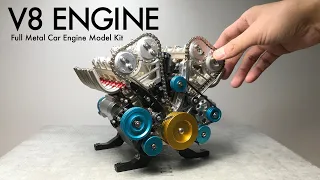 V8エンジン【EngineDIY】メタルキット製作「Full Metal V8 Engine Car Model Kit」