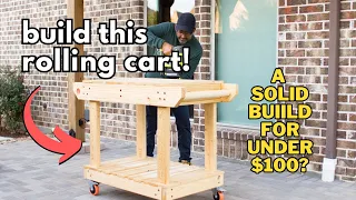 A versatile outdoor rolling cart for grilling, re-potting, or tool storage!