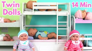 14 Min of Twin Baby Dolls! Baby Annabell, Baby Born & Nenuco - Feeding, Stroller & Bedtime Routine