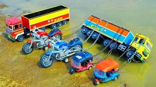 Volvo FMX Tipper Ashok Leyland Accident Pulling Jcb Bullet Bike Auto Rickshaw Cartoon kids ? CS Toy