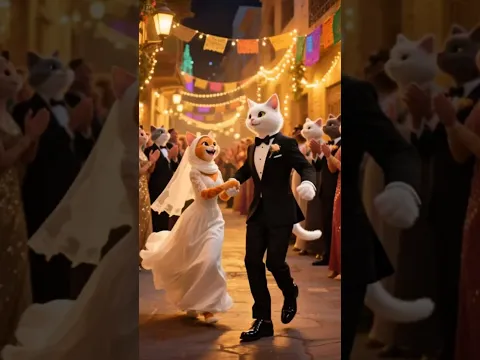 القط مياو هيتجوز بنت العمدة....شوف الفرح كان عامل ازاي ♥️ 😍 #shorts #cat #ai #viral