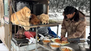 The homeless man found a resting place and cooked a meal for the stray dog🤠