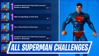 All Superman Quest Challenges in Fortnite -  How to Unlock Clark Kent, Superman Skin, 2 Back Blings