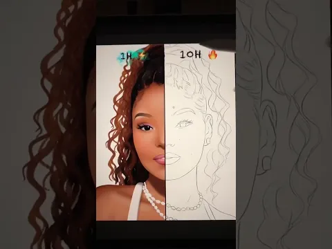 Drawing✨HALLE BAILEY✨ in 10 hours😱💓 #disney #thelittlemermaid #princess #hallebailey #arr #drawing
