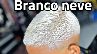 Branco neve passo a passo🧊🥶❄️ #platinado #nevou #cabelobranco #barbershop #barbeiro
