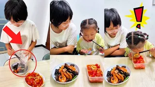 【糖糖庆庆】姊姊偷偷把外送和媽媽的菜互換，想看一下妹妹什麼反應，沒想到妹妹竟這種反應！#funny #人类幼崽成长记 #搞笑 #cute #孩子就是拿来玩的 #萌娃
