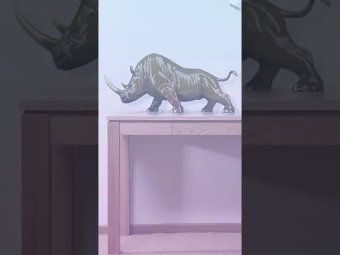 Brass Rhinoceros Sculpture Ornament Unique Rhino Statue for Home Office Desketop Luxury Decoration
