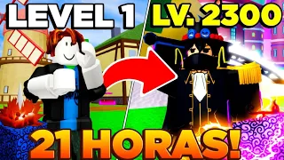 FUI DO NÍVEL 1 AO 2300 EM 21 HORAS NO BLOX FRUITS!!