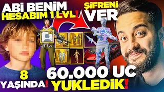8 YAŞINDA Kİ TAKİPÇİMİN 1 LEVEL HESABINA 60.000 UC YÜKLEDİK! HERŞEYİ ALDIK! (ÖZEL VİDEO) PUBG Mobile