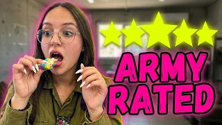 Trying popular snacks with soldiers