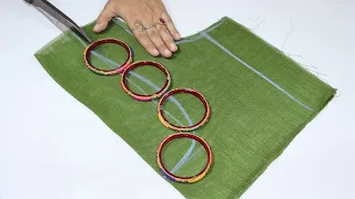 चुडिओ Bangles की मदद से बनाएं ये  बेहद खास Blouse design | Back Neck Design Cutting and stitching