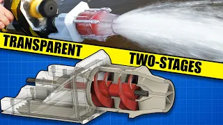 3D Printed WATER JET With TWO IMPELLERS - Visible Cavitation (TRANSPARENT)