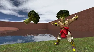ブロッコリー弾を放つブロコリマン (Broccoliman throwing broccoli)