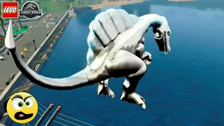 LEGO Jurassic World - Fiz o Espinossauro pular no mar (DINOSSAURO DOS INSCRITOS) parte 16