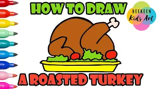 How to Draw a Roasted Turkey Dinner Step by Step #painting #art #draw #coloring