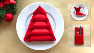 Servietten falten: Weihnachten - 3 Ideen zum Tischdeko basteln - Weihnachtsdeko selber machen