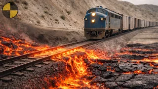 Trains Passing Through Volcanic Track Conditions | BeamNG Drive Simulation