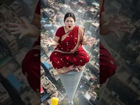 মোটা মহিলাটি খাম্বায় বসে কুলফি খাওয়ার সময় রেড বুলের আক্রমণ #aivideo