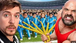 100 kid's Vs World's Strongest Man 💪 @MrBeast 