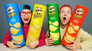 프링글스를 먹으면 무엇으로 변할까요 Mukbang Giant Pringles by Nerd Hands
