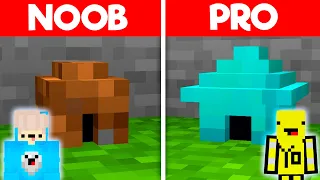 MINECRAFT NOOB vs PRO: SAFEST TINY HOUSE BUILD CHALLENGE!!