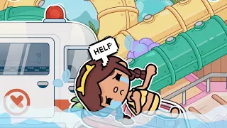 WATERSLIDE ACCIDENT 🌊😱 || *WITH VOICE* 🔈|| Toca Boca TikTok Roleplay 🩵