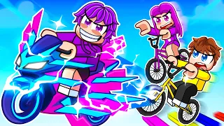 OP SPEEDRUNNER vs HUNTERS in Roblox BIKE OBBY…