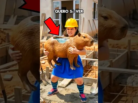 Cappy construiu uma piscina, mas Emily fez isso... Capi #capivara #piscina