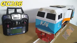 Keren , Cara Membuat Kereta Api CC206 | Bermesin | Dari Kardus