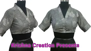 V Neck Collar Blouse\\Model Blouse\\Krishna Creation