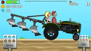 Hill Climb Racing - Tractor with Plough in BEACH driving with a GIRL | GamePlay