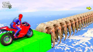 Spider_Man on Moto Parkour over Elephant الرجل العنكبوت باركور فوق الفيل