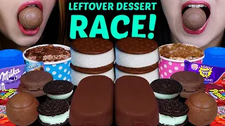 ASMR LEFTOVER DESSERT RACE! CADBURY CREME EGG COOKIES, MILKA OREO SNOBALLS, GIANT ICE CREAM BARS 먹방