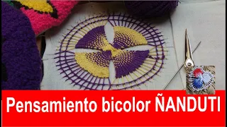 Ñanduti PASO A PASO Dechado Pensamiento bicolor💜💛