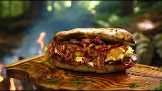 XXL EGG & BACON TOAST! 🍳🥓🔥 Ultimate Forest Breakfast | ASMR
