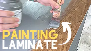 Yes, you CAN paint LAMINATE FURNITURE! Mid Century Style Dresser Makeover
