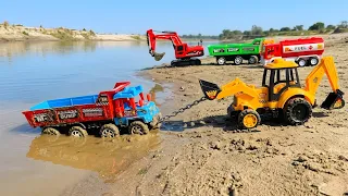 New BharatBenz Petrol Tanker Muddy Accident Pulling Out Jcb 3dx? TractorCartoon | Jcb Cartoon Video