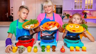 Five Kids tegen Oma Grappige Challenge 🍎🥞