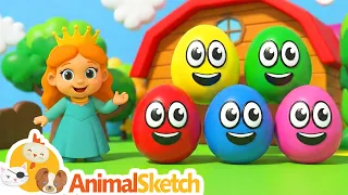 Learning Colors With EGGS & DUCKS On The Farm | Animal Sketch Nursery Rhymes
